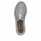 Graue Rieker Damen Slipper N4263-40 mit Deko-Reißverschluss sowie einem Gummizug. Schuh von oben.