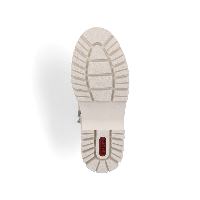 Hellbeige Rieker Damen Schnürstiefel Y6220-60 mit einem Reißverschluss. Schuh Laufsohle.