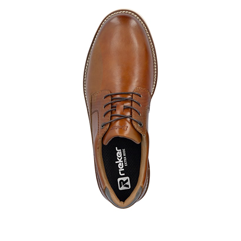 Chaussures à lacets Rieker marron pour hommes 04503-24 en cuir lisse. Chaussure vue de dessus.