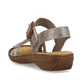 Beige Rieker Damen Riemchensandalen 608Z3-60 mit trendigen Schnalle. Schuh von hinten.