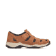Braune Rieker Herren Slipper 08067-24 mit Klettverschluss sowie Komfortweite G. Schuh Innenseite.