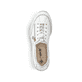 Weiße Rieker Damen Slipper L32P2-80 mit Deko-Reißverschluss sowie einem Gummizug. Schuh von oben.