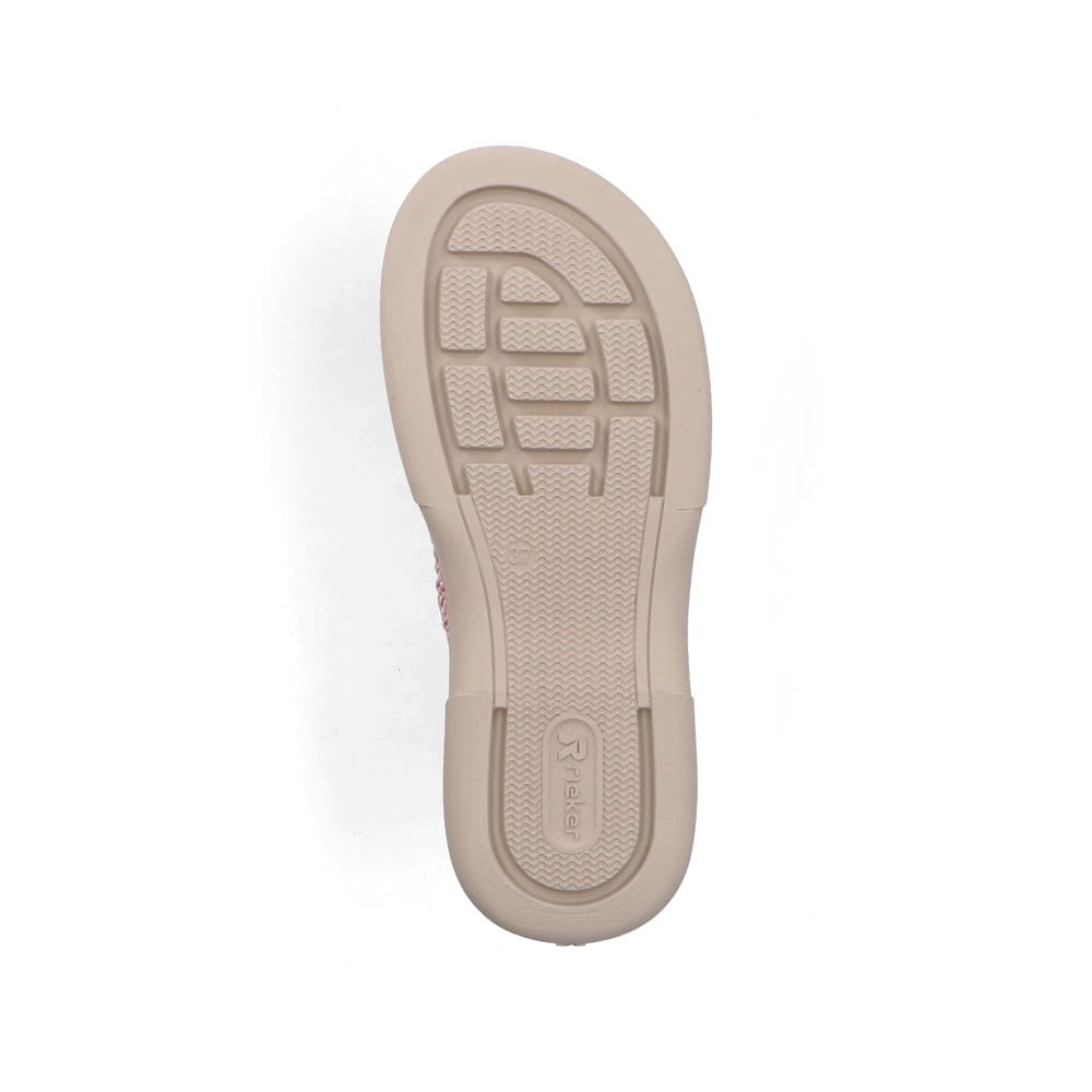 Mehrfarbige Rieker Damen Pantoletten V3053-90 mit trendiger Schnalle. Schuh Laufsohle.