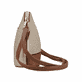 Rieker Handtasche H1510-60 in Beige mit Reißverschluss und kleinen Innenfächern. Rechtsseitig.