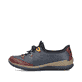 Mocassins Rieker bleus pour femme N3271-35 avec oeillets décoratifs. Côté extérieur de la chaussure.