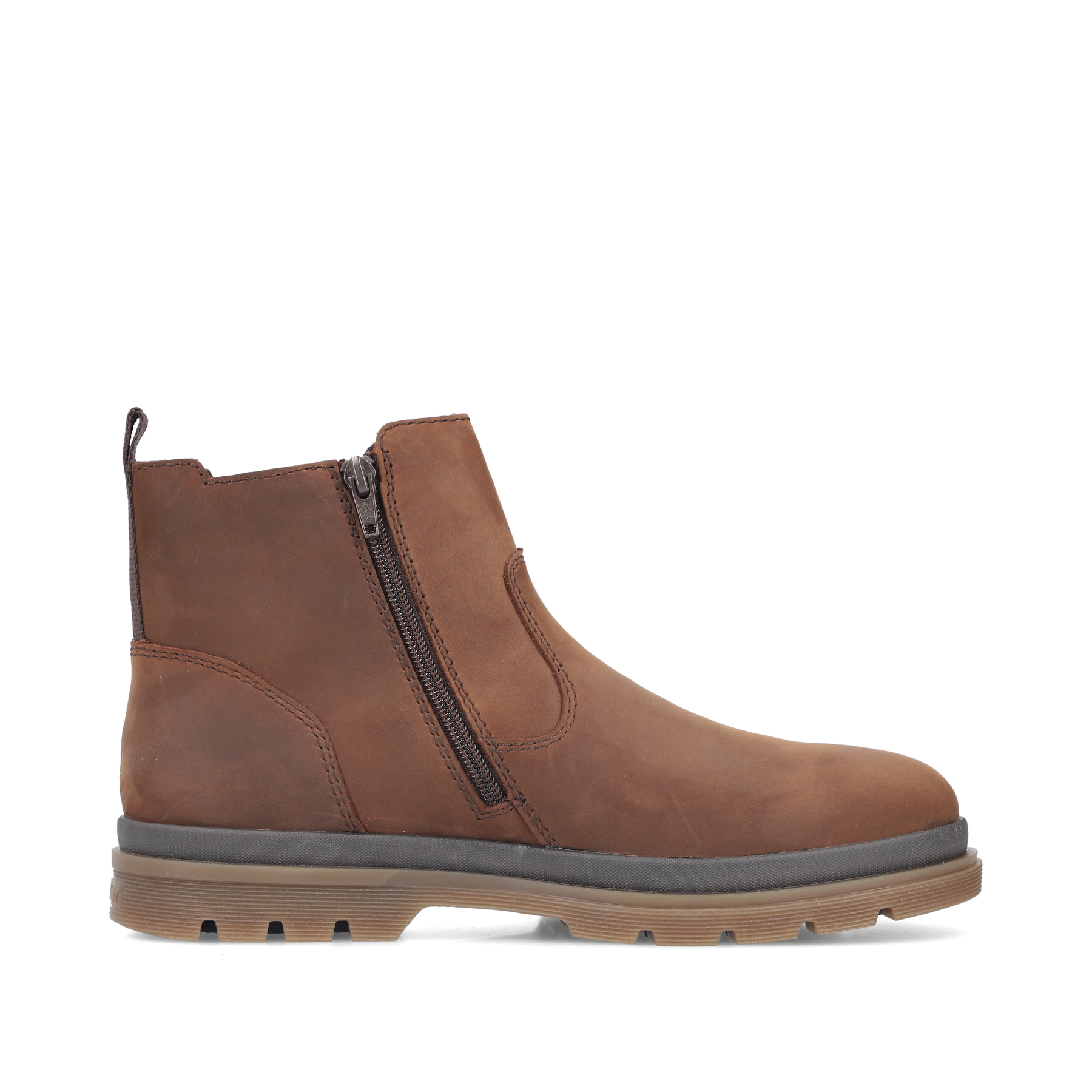 Chelsea Boots Rieker marron pour homme F7051-23 en cuir lisse. Chaussure vue de l'arrière.
