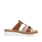 Mehrfarbige Rieker Damen Pantoletten V1291-90 mit einem Klettverschluss. Schuh Innenseite.
