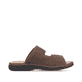 Braune Rieker Herren Pantoletten 25590-25 mit einem Klettverschluss. Schuh Innenseite.