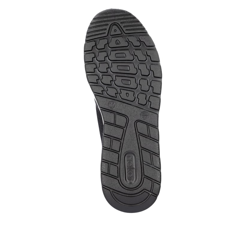 Schwarze vegane Rieker Damen Sneaker Low N5240-00 mit einer ultraleichten Sohle. Schuh Laufsohle.