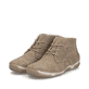 Beige Rieker Damen Schnürstiefel 55929-64 mit modernen Ziernähten. Schuhpaar seitlich schräg.