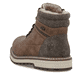 Dunkelbraune Rieker Herren Schnürstiefel F3811-24 mit einem Reißverschluss. Schuh von hinten.