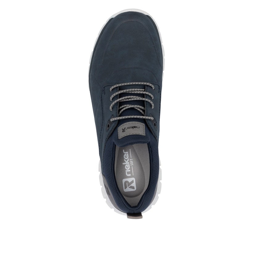 Blaue Rieker Herren Sneaker Low 04350-14 mit Gummizug sowie ultraleichter Sohle. Schuh von oben.