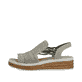 Khakifarbene Rieker Keilsandaletten 62741-52 mit Gummizug sowie der Extraweite H. Schuh Außenseite.