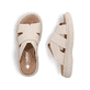 Beige Rieker Damen Pantoletten V3089-62 mit Gummizug sowie ultraleichter Sohle. Schuh von oben, liegend.