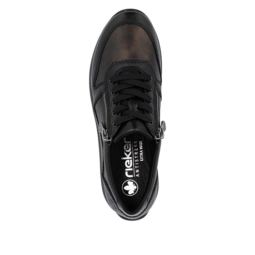 Baskets basses Rieker marron pour femme N1100-25 en cuir lisse. Semelle extérieure de la chaussure.
