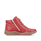 Erdbeerrote Rieker Damen Schnürstiefel Y8412-33 mit hellen Ziernähten. Schuh von hinten.