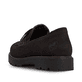 Dunkelbraune Rieker Damen Loafer 45553-25 mit Schmuckelementen sowie Gummizug. Schuh von hinten.