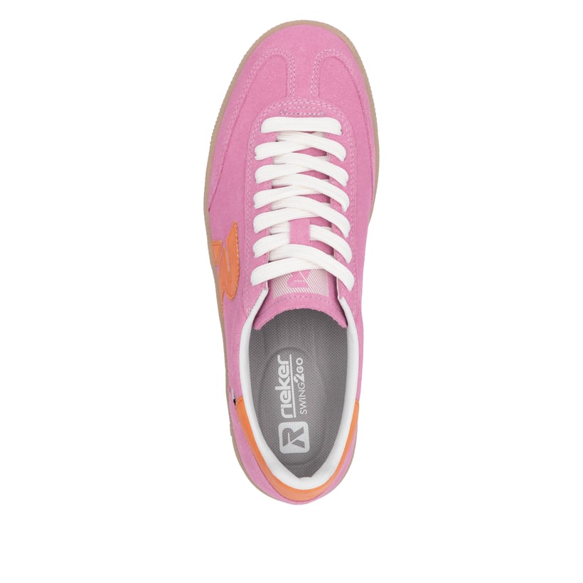 Rosane Rieker Damen Sneaker Low W2200-31 mit Schnürung sowie abriebfester Sohle. Schuh von oben.