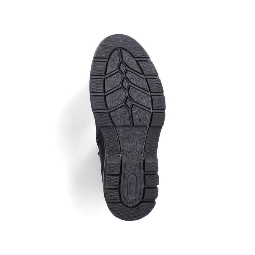 Schwarze Rieker Herren Chelsea Boots F7051-00 aus Rauleder mit Reißverschluss. Schuh Laufsohle.
