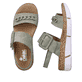 Grüne Rieker Damen Riemchensandalen V2350-52 mit einem Klettverschluss. Schuh von oben, liegend.