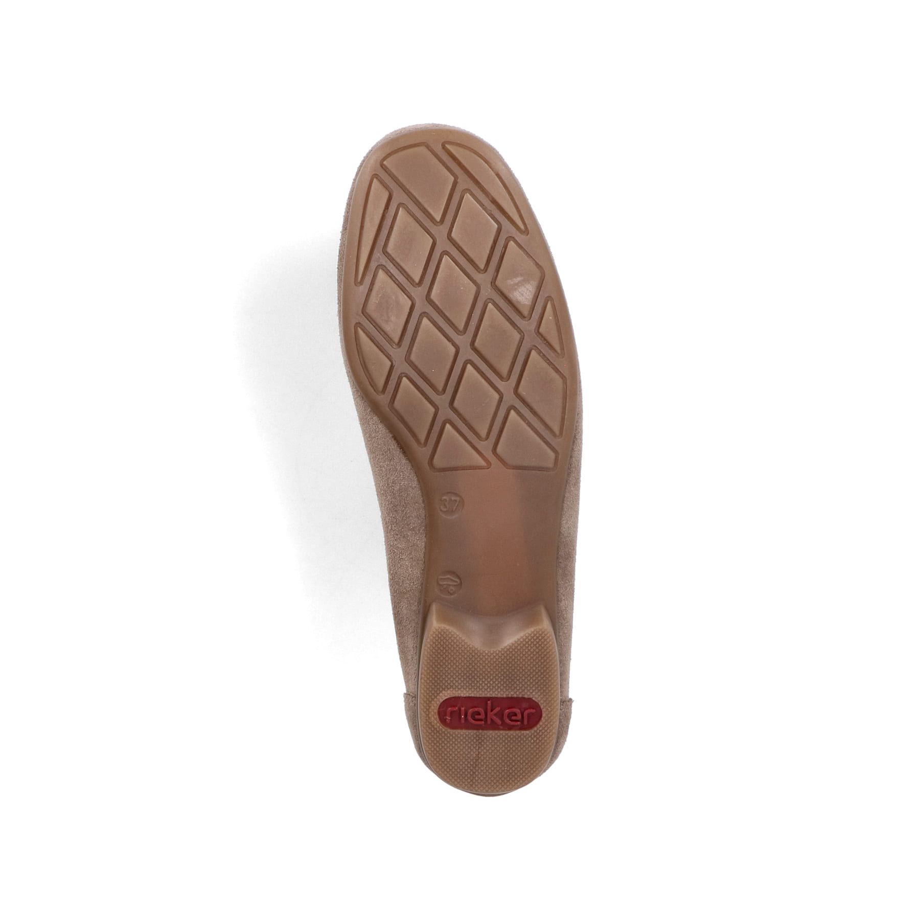 Beige Rieker Damen Loafer 40051-62 mit der schmalen Passform E 1/2. Schuh Laufsohle.