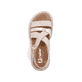Beige Rieker Damen Riemchensandalen V3063-62 mit trendiger Schnalle. Schuh von oben.