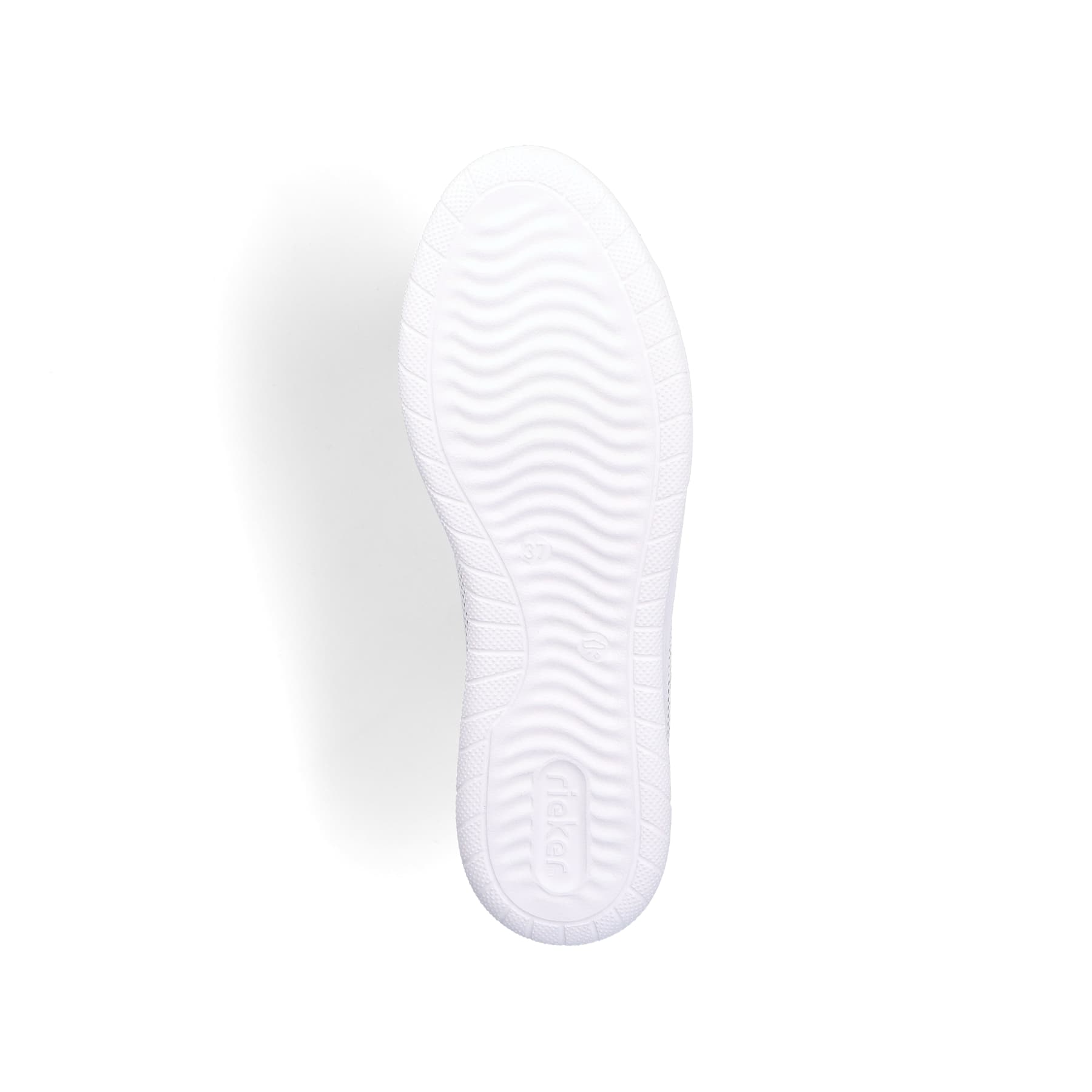 Weiße Rieker Damen Sneaker Low 45606-80 mit einer Schnürung. Schuh Laufsohle.