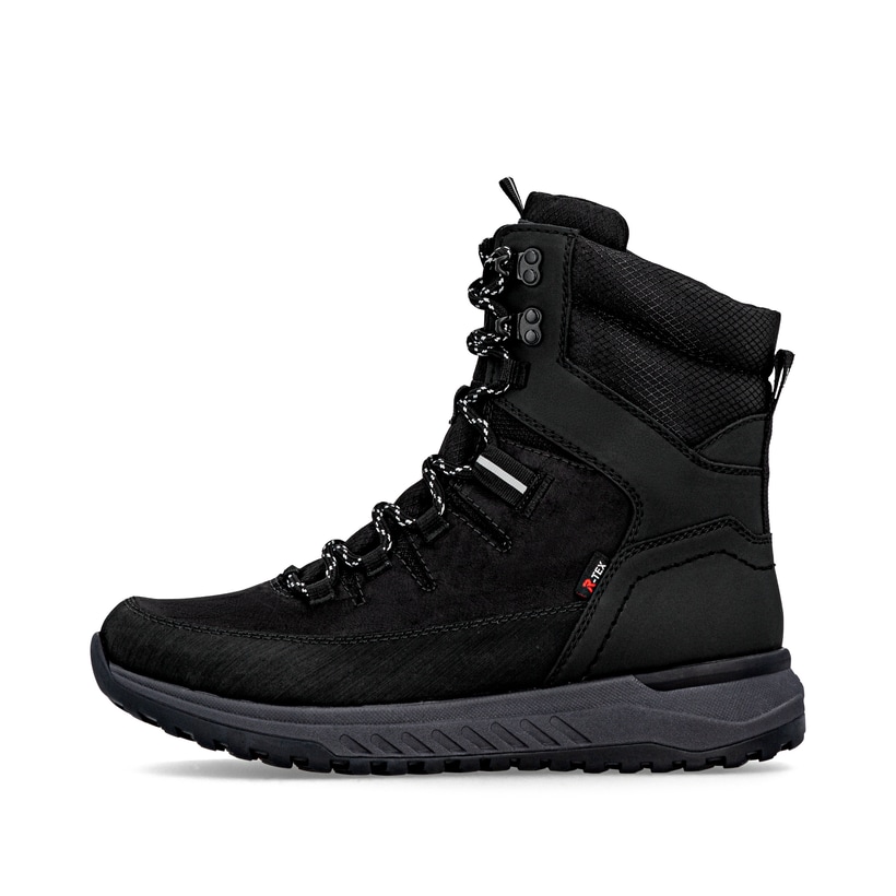 Schwarze Rieker Herren Schnürstiefel U0171-00 mit wasserabweisender TEX-Membran. Schuh Außenseite.