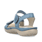 Blaue vegane Rieker Damen Trekkingsandalen 64870-14 mit einem Klettverschluss. Schuh von hinten.