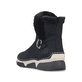 Schwarze Rieker Damen Kurzstiefel 45966-01 mit trendiger Schnalle. Schuh von hinten.