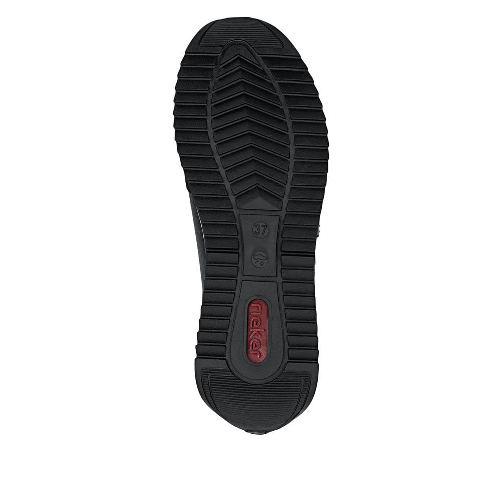 Schwarze Rieker Damen Schnürschuhe N1210-00 mit einem Reißverschluss. Schuh Laufsohle.