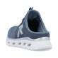 Blaue Rieker Damen Clogs M6069-10 mit Gummizug sowie einer ultraleichten Sohle. Schuh von hinten.