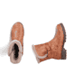 Braune Rieker Damen Kurzstiefel 79580-25 mit Kunstfell-Kragen. Schuh von oben, liegend.