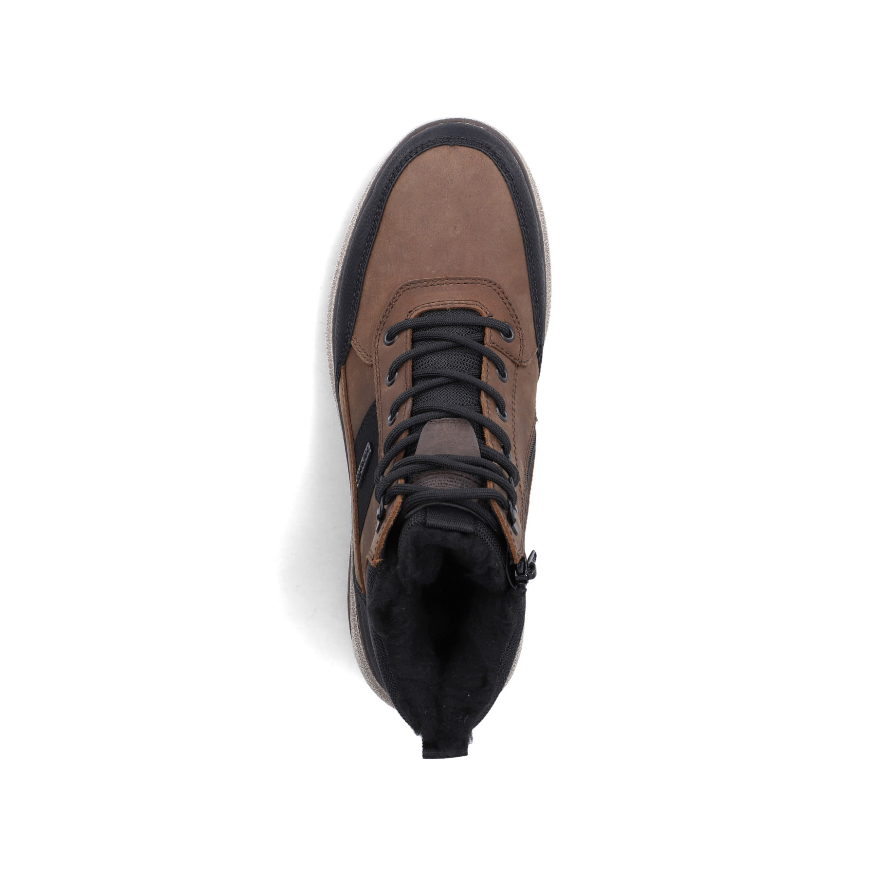 Braun-schwarze Rieker Herren Sneaker High B5546-26 aus Rauleder. Schuh von oben.
