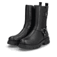 
Tiefschwarze Rieker Damen Kurzstiefel Z9172-00 mit einer robusten Profilsohle. Schuh seitlich schräg