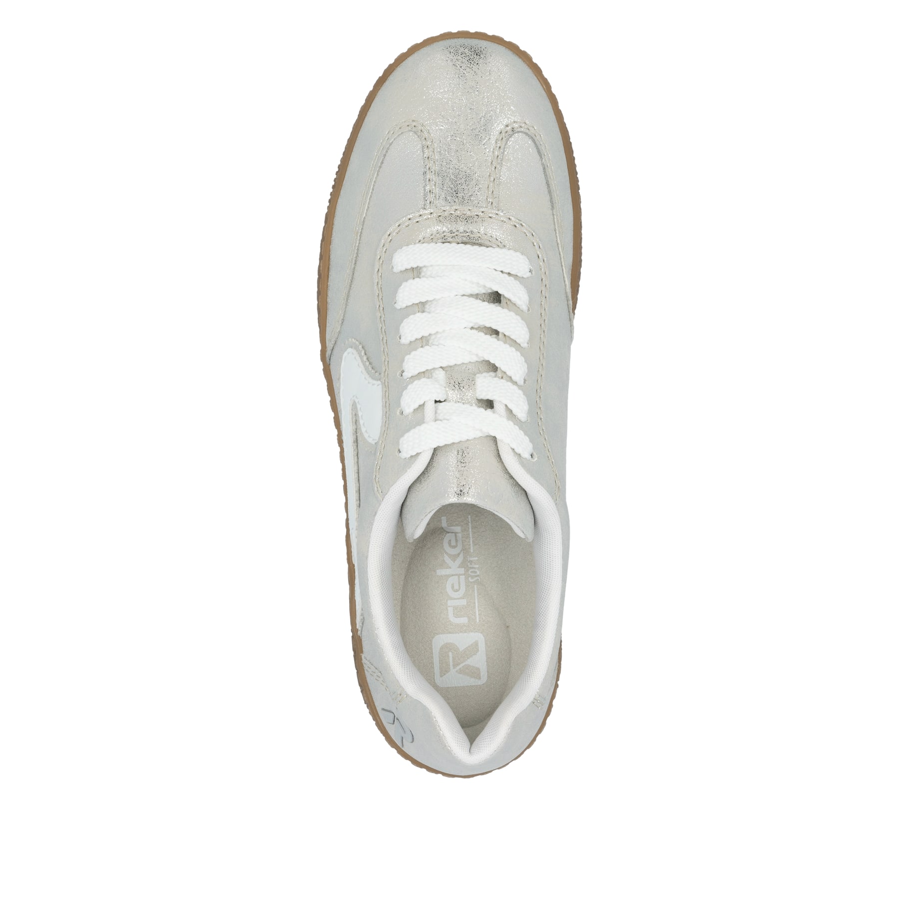 Metallische Rieker Damen Sneaker Low M5512-41 mit einer Schnürung. Schuh von oben.