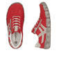Rote Rieker Damen Slipper L0363-33 mit einem Reißverschluss. Schuh von oben, liegend.