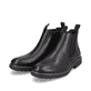 Stahlschwarze Rieker Herren Chelsea Boots 33180-00 mit einem Reißverschluss. Schuhpaar seitlich schräg.