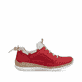 Rote Rieker Damen Slipper N42F9-33 mit einem Gummizug. Schuh Innenseite.