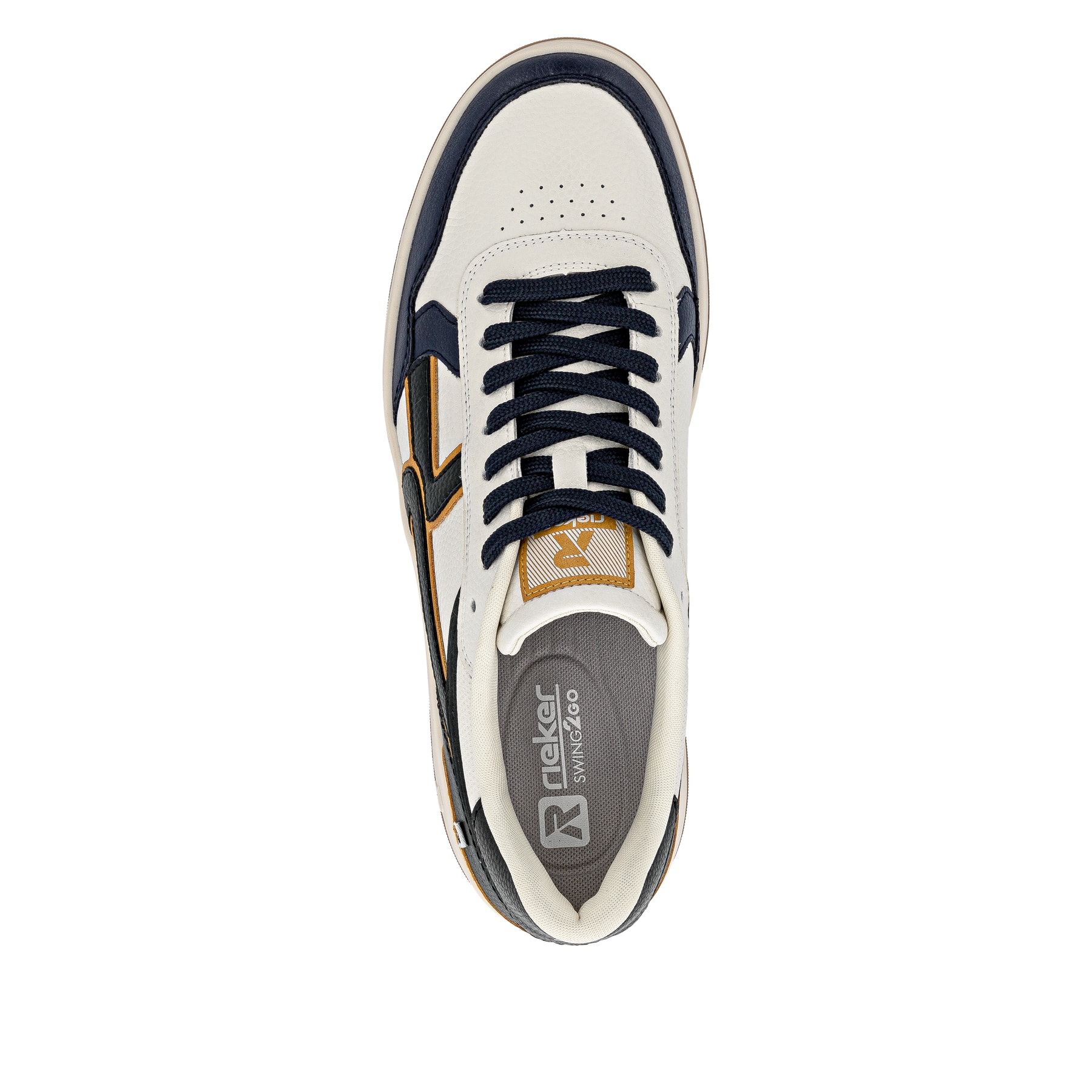 Beige waschbare Rieker Herren Slipper U1103-62 mit einer super leichten Sohle. Schuh Außenseite gespiegelt.