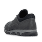 Schwarze Rieker Herren Slipper 15950-00 mit einem Gummizug sowie Extraweite H. Schuh von hinten.