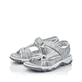 Blaue Rieker Damen Trekkingsandalen 68879-12 mit einem Klettverschluss. Schuhpaar seitlich schräg.
