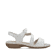 Silberne Rieker Damen Riemchensandalen 659C7-93 mit einem Klettverschluss. Schuh Innenseite.