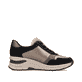 Beige Rieker Damen Sneaker Low N9301-90 mit Bronze-Finish sowie Reißverschluss. Schuh Innenseite.