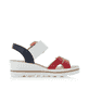 Rote Rieker Keilsandaletten 67476-33 mit trendigen Schnalle. Schuh Innenseite.