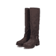 Dunkelbraune Rieker Damen Hochschaftstiefel 76892-25 mit Deko-Schnalle. Schuhpaar seitlich schräg.