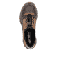 Braune Rieker Damen Slipper N3294-25 mit einer Gummischnürung. Schuh von oben.