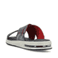 Blaue Rieker Herren Pantoletten 29086-15 mit Rieker Air Sohlenfenster. Schuh von hinten.