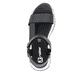 Schwarze Rieker Damen Trekkingsandalen W2951-00 mit einem Klettverschluss. Schuh von oben.