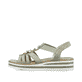 Grüne Rieker Keilsandaletten V0245-52 mit Schmuckelementen sowie einem Gummizug. Schuh Außenseite.